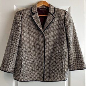 Sigrid Olsen Brown Tweed Wool Blend Plum Lined Jacket